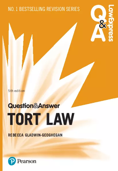 Law Express Question and Answer: Tort Law, 5th Edition