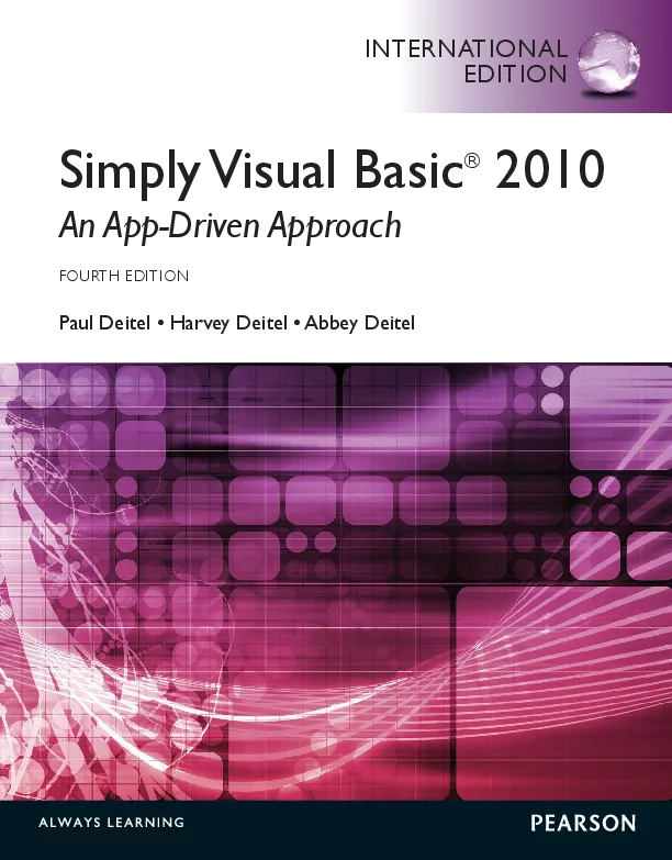 Simply Visual Basic 2010, International Edition (4th Edition)