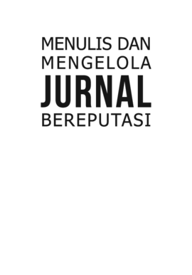 Menulis dan Mengelola Jurnal Bereputasi