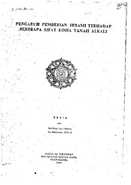 Pengaruh Pemberian Jerami Terhadap Beberapa Sifat Kimia Tanah Alkali