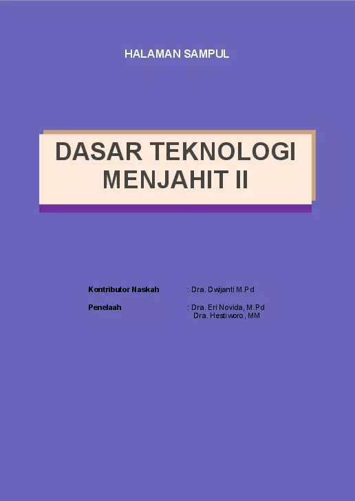 Kelas 10 SMK Dasar Teknologi Menjahit 2 