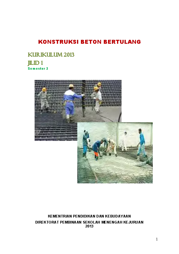 Kelas 11 SMK Konstruksi Beton Bertulang 1 