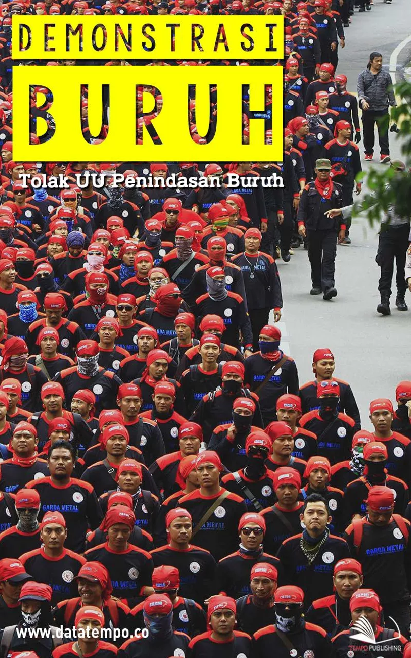 Demonstrasi buruh tolak UU penindasan buruh