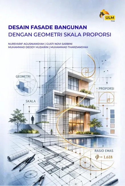 Desain fasade bangunan dengan geometri skala proporsi