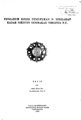 Pengaruh Dosis Pemupukan N Terhadap Kadar Nikotin Tembakau Virgina F.C