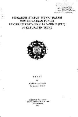 Pengaruh Status Petani Dalam Memanfaatkan Fungsi Penyuluh Pertanian Lapangan (Ppl) Di Kabupaten Tegal