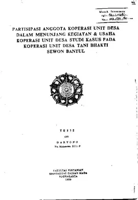 Parsitipasi Anggota Koperasi Unit Desa Dalam Menunjang Kegiatan & Usaha Koperasi Unit Desa Studi Kasus Pada Koperasi Unit Desa Tani Bhakti Sewon Bantul