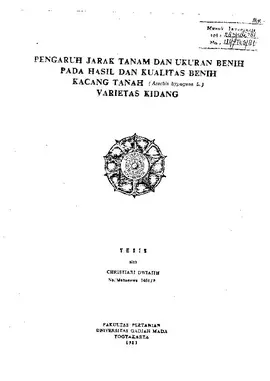 Pengaruh Jarak Tanam Dan Ukuran Benih Pada Hasil Dan Kualitas Benih Kacang Tanah ( Arachis Hypogaea L) Varietas Kidang 