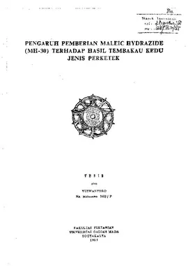 Pengaruh Pemberian Maleic Hydrazide ( Mh-30) Terhadap Hasil Tembakau Kedu Jenis Perketek