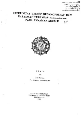 Efektivitas Residu Organofosfat Dan Karbamat Terhadap Phaedonia Inclusa Stahl Pada Tanaman Kedele 