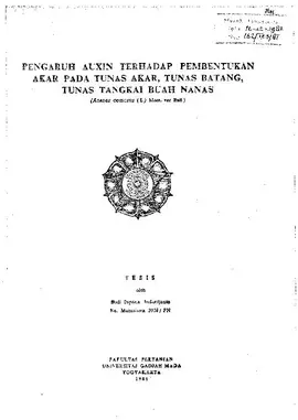 Pengaruh Auxin Terhadap Pembentukan Akar Pada Tunas Akar, Tunas Batang, Tunas Tangkai Buah Nanas (Ananas Comosus (L) Meer, Var Bali)