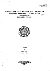 Penggunaan Atap Plastik Pada Budidaya Beberapa Varietas Lombok Besar (Capsicum Annuum L.) Di Musim Hujan