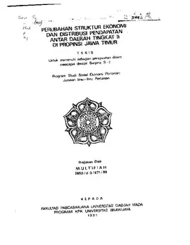 Perubahan Struktur Ekonomi Dan Distribusi Pendapatan Antar Daerah Tingkat Ii Di Pripinsi Jawa Timur