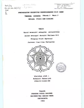 Peningkatan Kecepatan Perkecambahan Biji Aren (Arenga Pinnata (Wurmb.) Merr.) Secara Fisis Dan Kimiawi