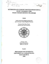 Ketersediaan Fosfor Dan Penyerapanya Oleh Tanaman Tebu Pada Tanah Oksisol Pelaihari