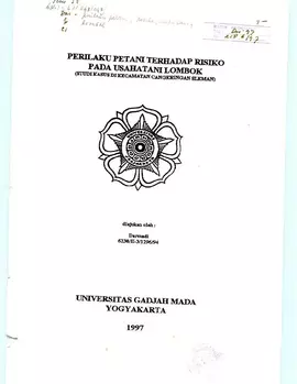 Perilaku Petani Terhadap Risiko Pada Usahatani Lombok (Studi Kasus Di Kecamatan Cangkringan Sleman)