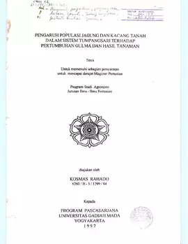 Pengaruh Populasi Jagung Dan Kacang Tanah Dalam Sistem Tumpangsari Terhadap Pertumbuhan Gulma Dan Hasil Tanaman