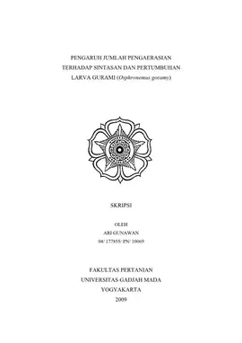 Pengaruh Jumlah Pengaerasian Terhadap Sintasan Dan Pertumbuhan Larva Gurami (Osphronemus Goramy)