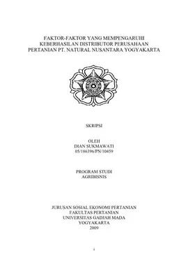 Faktor-Faktor Yang Mempengaruhi Keberhasilan Distributor Perusahaan Pertanian Pt. Natural Nusantara Yogyakarta