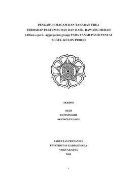 Pengaruh Macam Dan Takaran Urea Terhadap Pertumbuhan Dan Hasil Bawang Merah (Allium Cepa L. Aggregatum Group) Pada Tanah Pasir Pantai Bugel, Kulon Progo