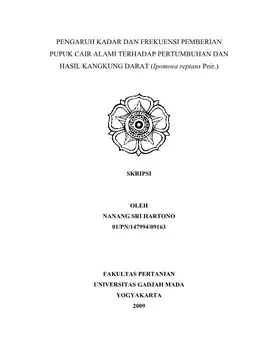 Pengaruh Kadar Dan Frekuensi Pemberian Pupuk Cair Alami Terhadap Pertumbuhan Dan Hasil Kangkung Darat (Ipomoea Reptans Poir.)