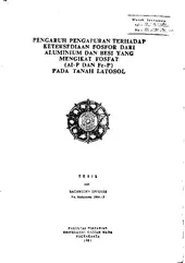 Pengaruh Pengapuran Terhadap Ketersediaan Fosfor Dari Aluminium Dan Besi Yang Mengikat Fosfat (Al-P Dan Fe-P) Pada Tanah Latosol