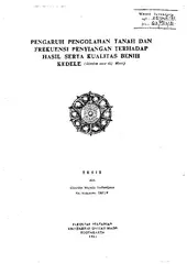 Pengaruh Pengolahan Tanah Dan Frekuensi Penyiangan Terhadap Hasil Serta Kualitas Benih Kedele (Glycine Max (L) Merr)