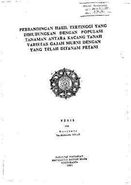 Perbandingan Hasil Tertinggi Yang Dihubungkan Dengan Populasi Tanaman Antara Kacang Tanah Varietas Gajah Murni Dengan Yang Telah Ditanam Petani