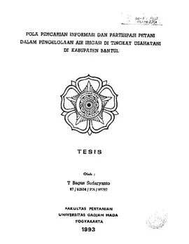Pola Pencairan Informasi Dan Partisipasi Petani Dalam Pengelolaan Air Irigasi Di Tingkat Usahatani Di Kabupaten Bantul