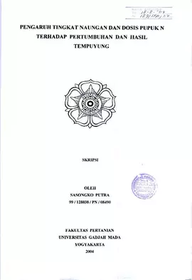 Pengaruh Tingkat Naungan Dan Dosis Pupuk N Terhadap Pertumbuhan Dan Hasil Tempuyung