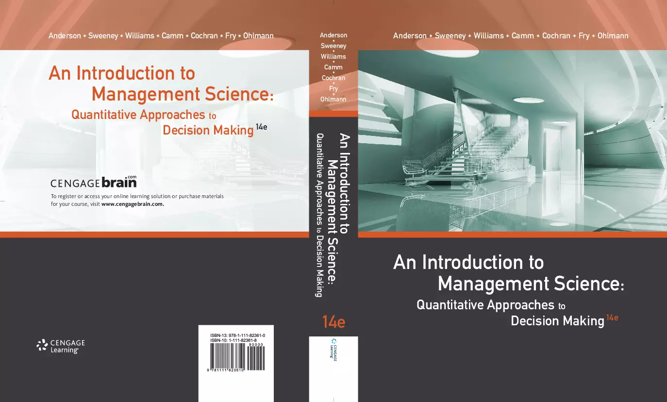 An Introduction to Management Science: Quantitative Approaches to Decision Making