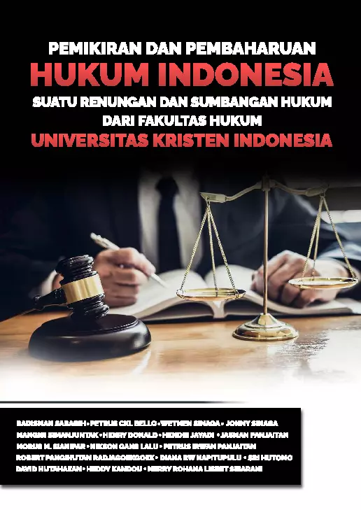 Pemikiran dan Pembaharuan Hukum Suatu Renungan dan Suatu Sumbangan Hukum dari Fakultas Hukum Universitas Kristen Indonesia