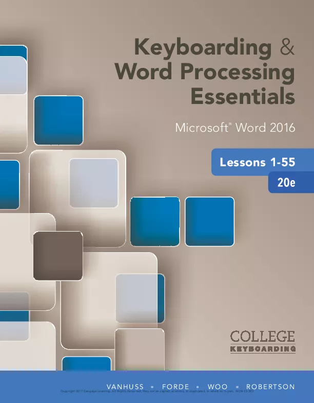 Keyboarding and Word Processing Essentials Lessons 1-55