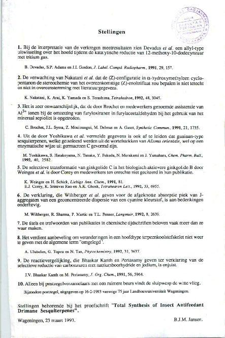 Total Synthesis Of Insect Antifeedant Drimane Sesquiterpenes