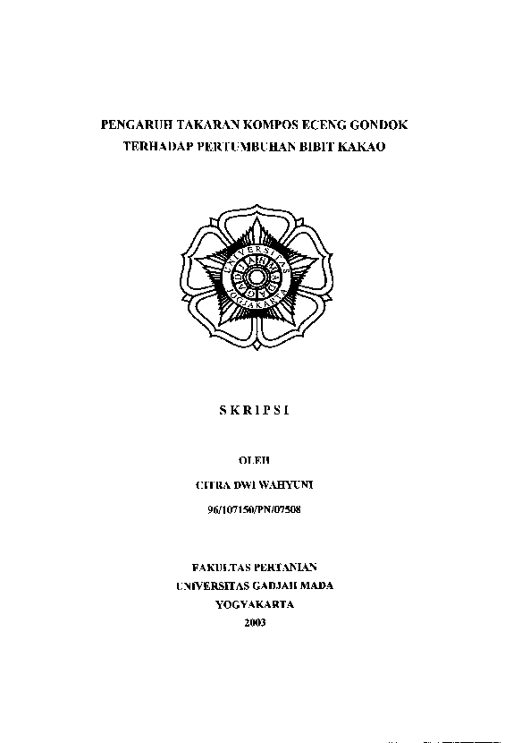 Pengaruh Takaran Kompos Enceng Gondok Terhadap Pertumbuhan Bibit Kakao