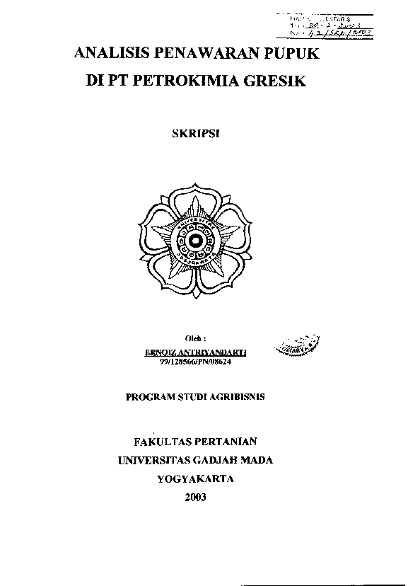 Analisis Penawaran Pupuk Di PT Petrokimia Gresik