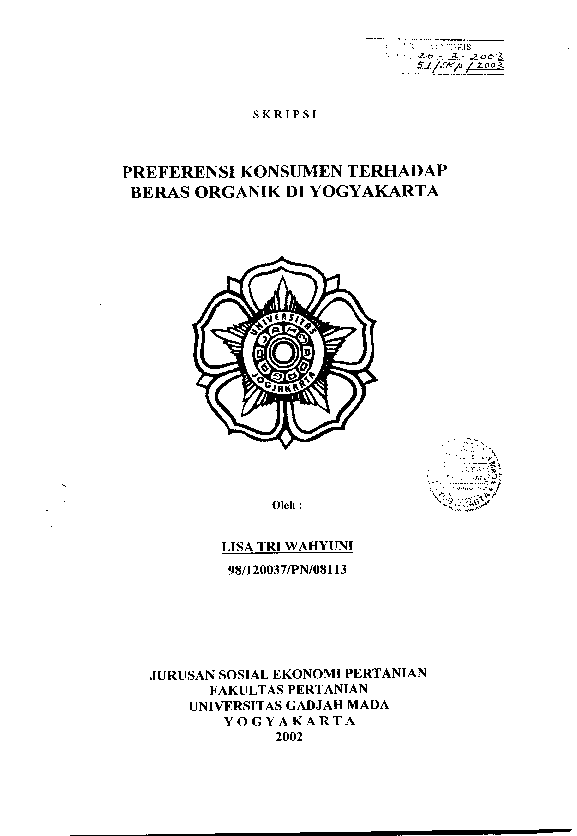 Preferensi Konsumen Terhadap Beras Organik Di Yogyakarta