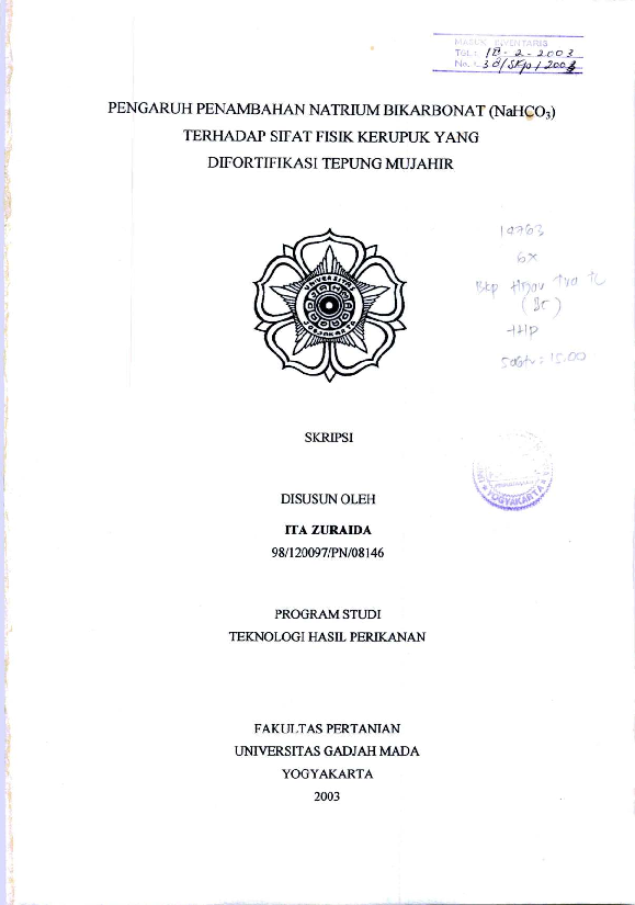 Pengaruh Penambahan Natrium Bikabornat (NaHCO3) Terhadap Sifat Fisik Kerupuk Yang Difortifikasi Tepung Mujahir