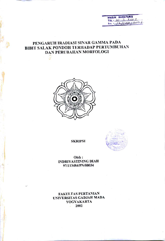 Pengaruh Iradiasi Sinar Gamma Pada Bibit Salak Pondoh Terhadap Pertumbuhan Dan Perubahan Morfologi