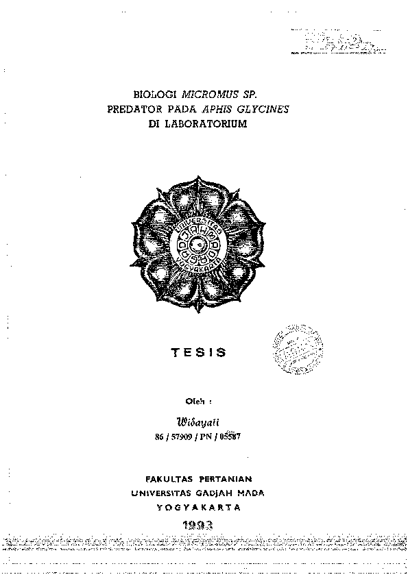 BIOLOGI MICROMUS SP. PREDATOR PADA APHIS GLYCINES DI LABORATORIUM