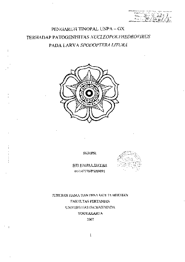 Pengaruh Tinopal Unpa-Gx Terhadap Patogenisitas Nucleopolyhedrovirus Pada Larva Spodoptera Litura