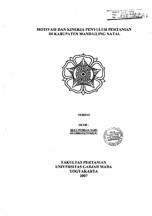 MOTIVASI DAN KINERJA PENYULUH PERTANIAN DI KABUPATEN MANDAILING NATAL