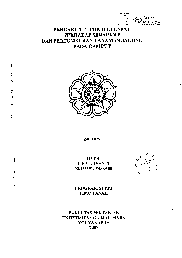 Pengaruh Pupuk Biofosfat Terhadap Serapan P Dan Pertumbuhan Tanaman Jagung Pada Gambut