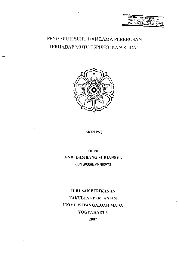 Pengaruh Suhu Dan Lama Perebusan Terhadap Mutu Tepung Ikan Rucah