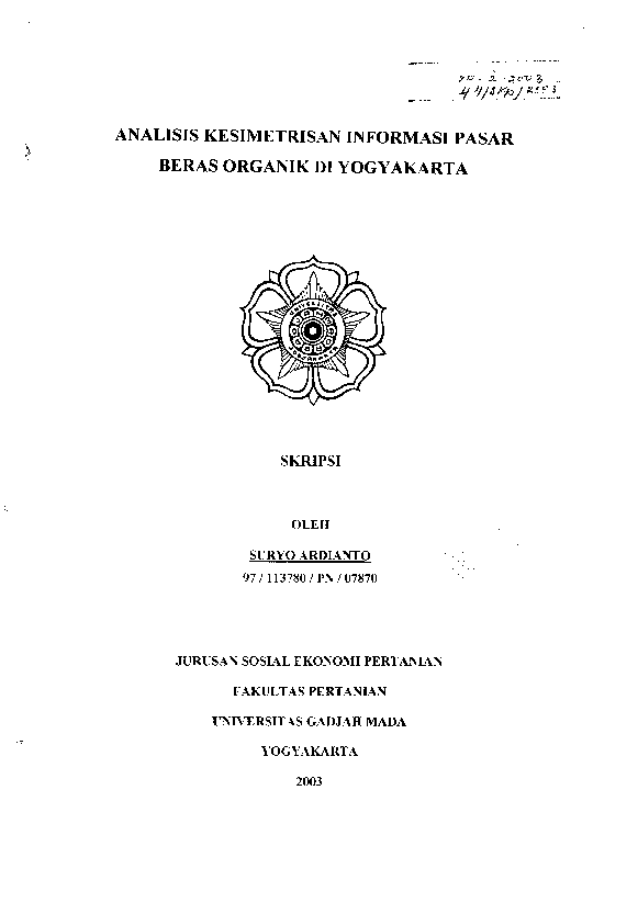 Analisis Kesimetrisan Informasi PasarBeras Organik Di Yogyakarta