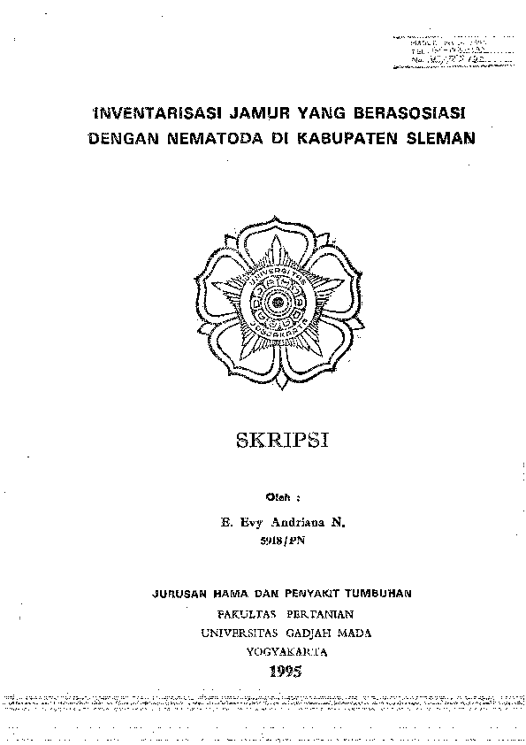 INVENTARISASI JAMUR YANG BERASOSIASI EDENGAN NEMATODA DI KABUPATEN SLEMAN