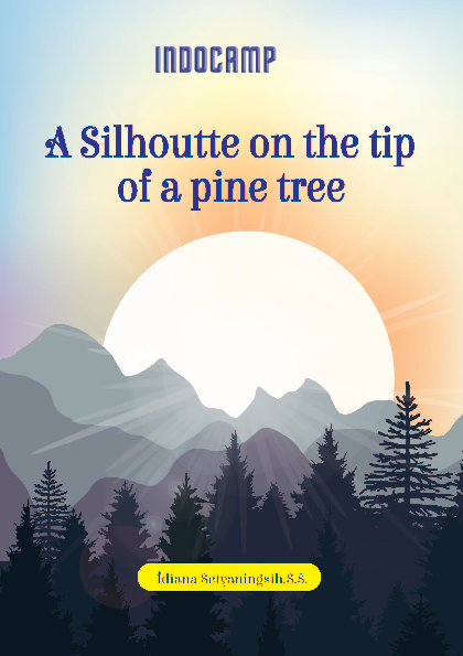 A silhouette on the tip of a pine tree