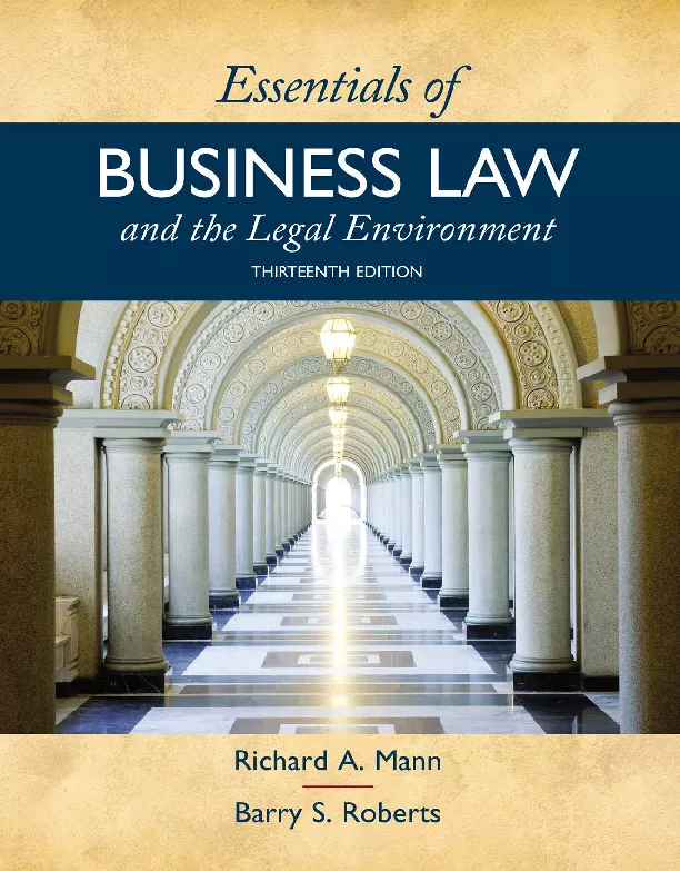 Essentials of Business Law and the Legal Environment